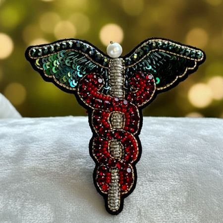 Handmade Jewelry Unisex Caduceus Brooch Pin